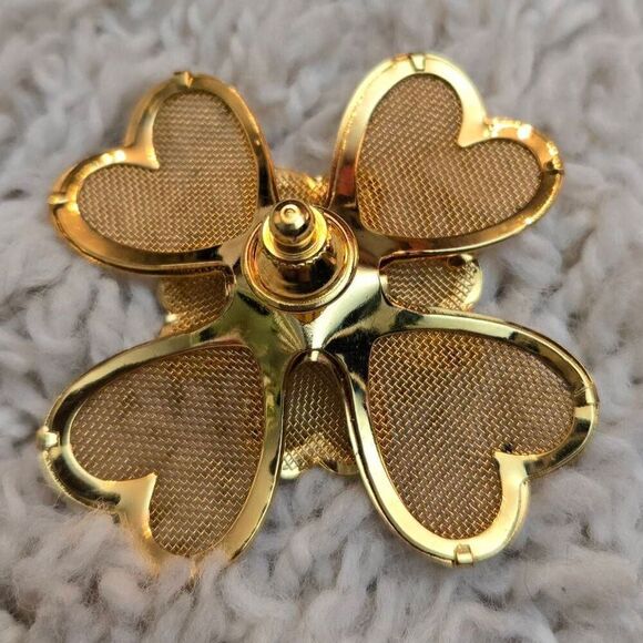 Vintage 4 Leaf Clover Gold Pin Brooch - Picture 2 of 7